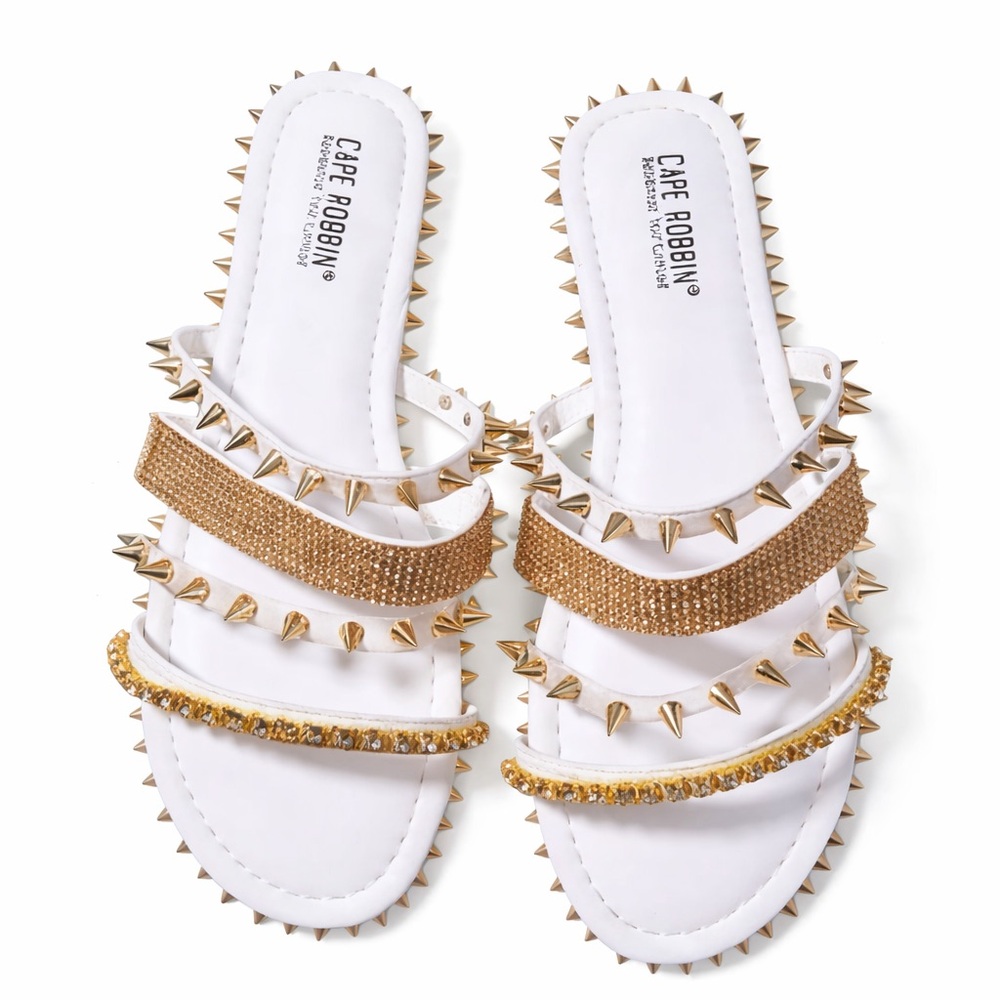Cape Robbin Xtreme Studded White Sandals - Picture 2 of 10